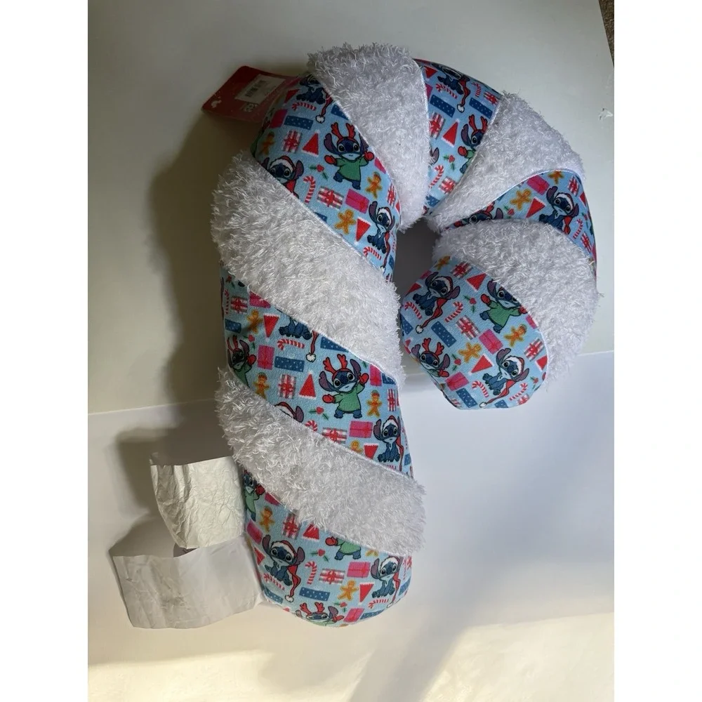 NWT Disney‎ Stitch Christmas Candy Cane Plush Decorative Pillow Holiday